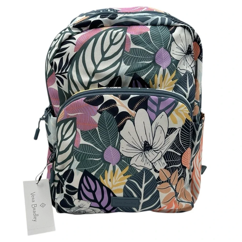 Vera Bradley Women's Small Backpack Palm Floral‎ Purple Lining Water-resistant